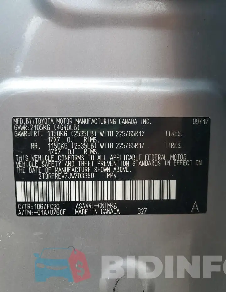 2T3RFREV7JW703350 Photo# 13