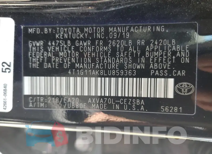 4T1G11AK8LU859363 Photo# 12