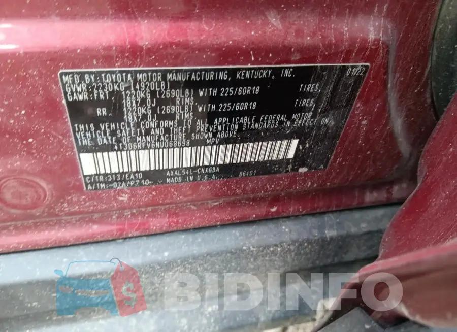 4T3D6RFV6NU068698 Photo# 13