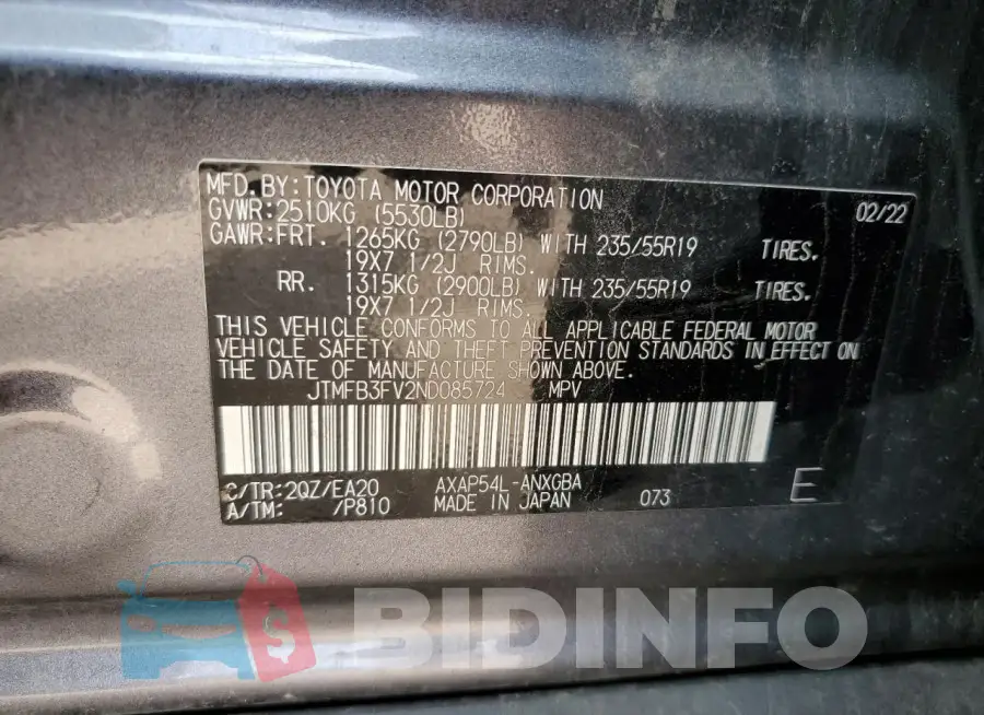 JTMFB3FV2ND085724 Photo# 12