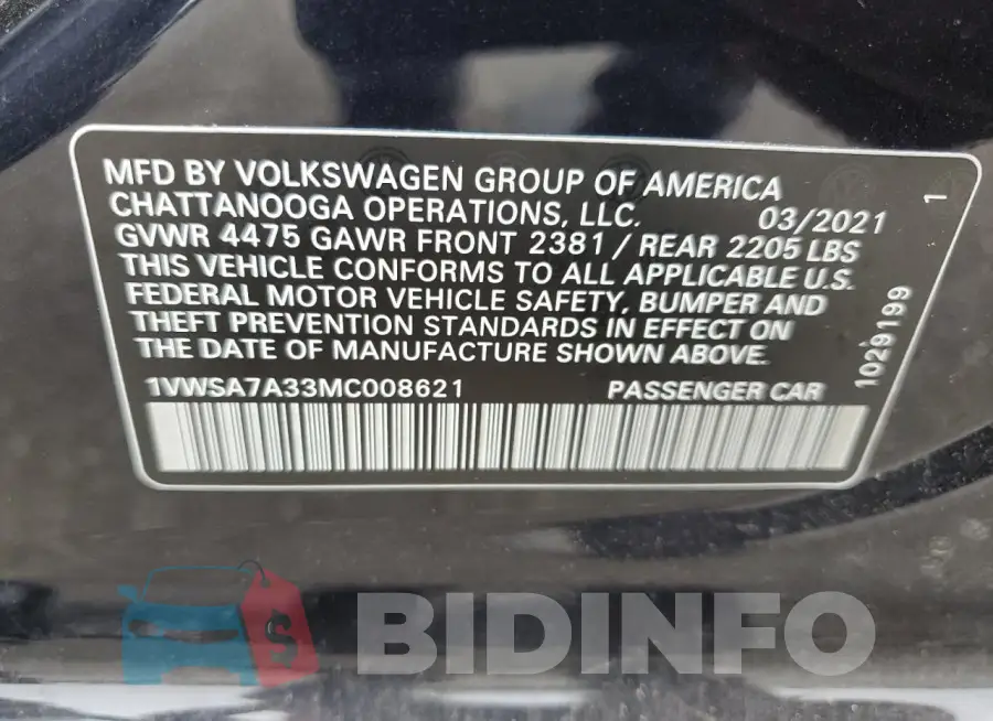1VWSA7A33MC008621 Photo# 13