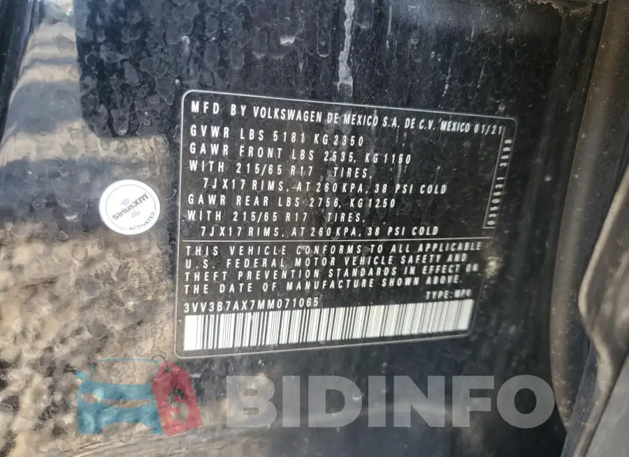 3VV3B7AX7MM071065 Photo# 12