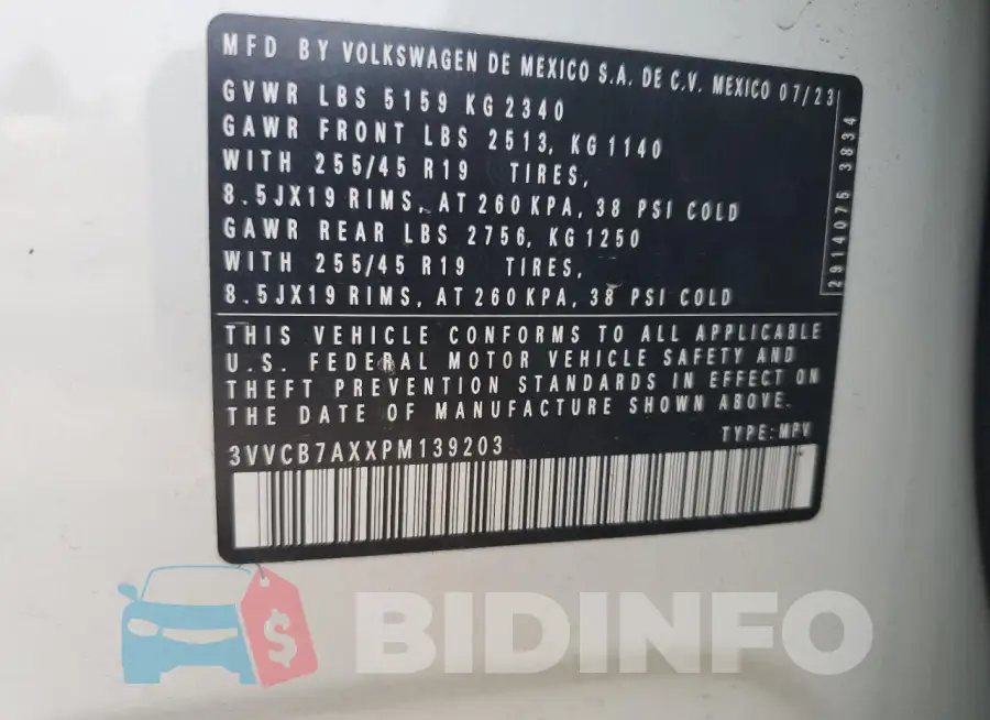 3VVCB7AXXPM139203 Photo# 13