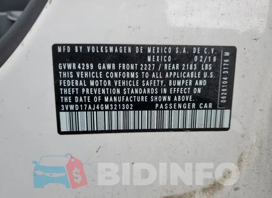 3VWD17AJ4GM321302 Photo# 12