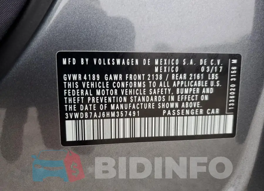 3VWDB7AJ6HM357491 Photo# 12
