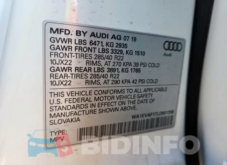 WA1EVAF17LD001358 Photo# 12