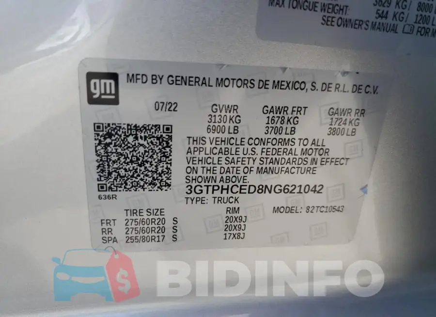 3GTPHCED8NG621042 Photo# 13
