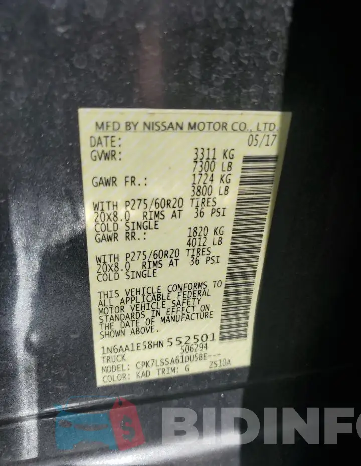 1N6AA1E58HN552501 Photo# 12
