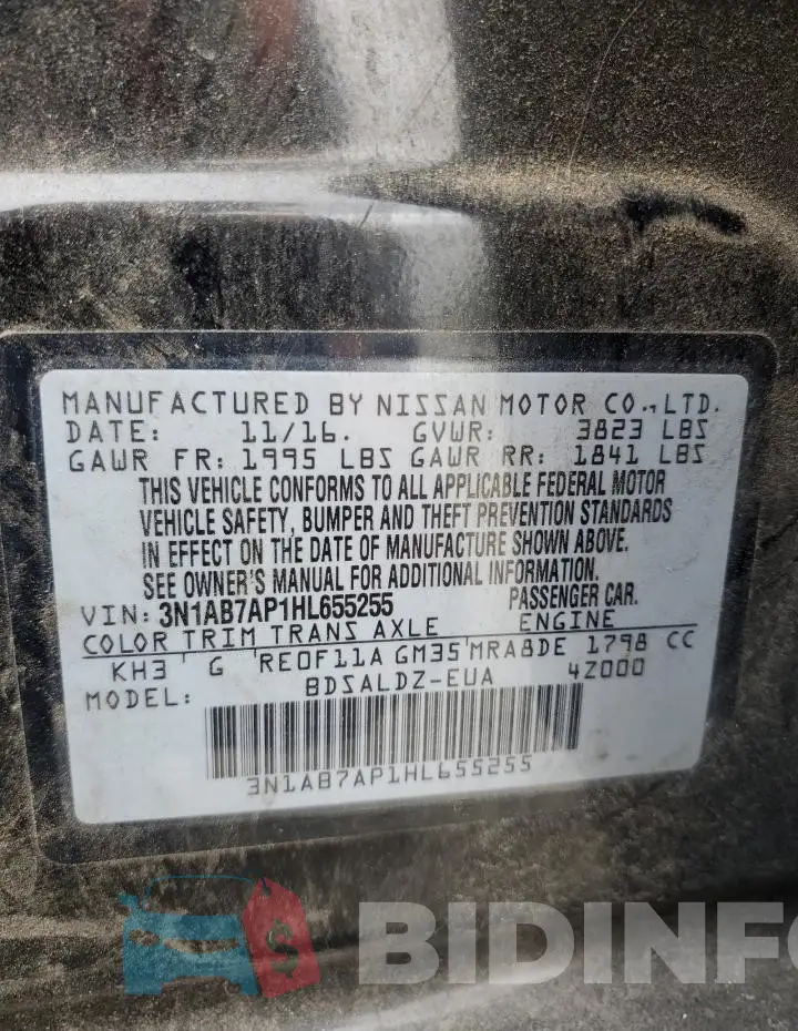 3N1AB7AP1HL655255 Photo# 12