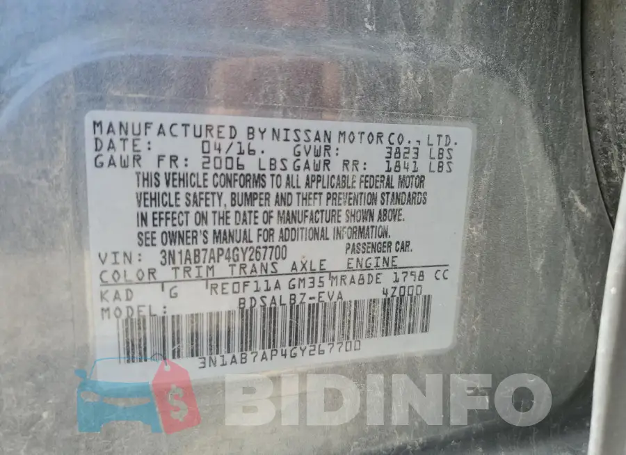 3N1AB7AP4GY267700 Photo# 12