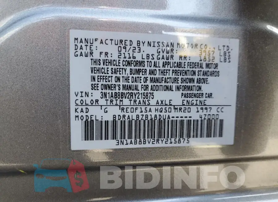 3N1AB8BV2RY215875 Photo# 13