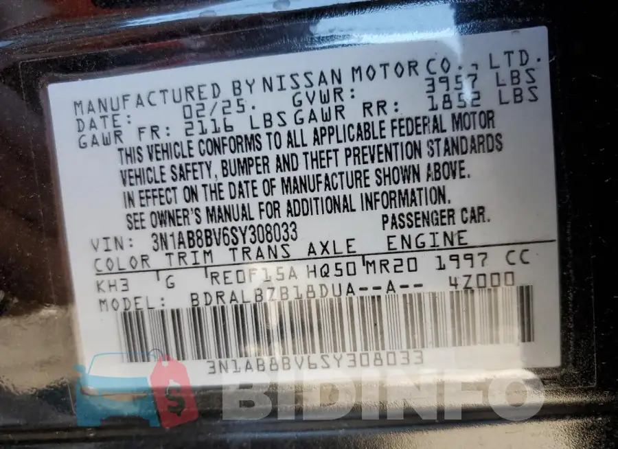 3N1AB8BV6SY308033 Photo# 12