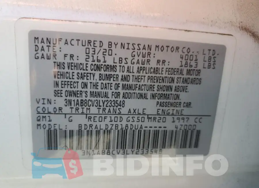 3N1AB8CV3LY233548 Photo# 12