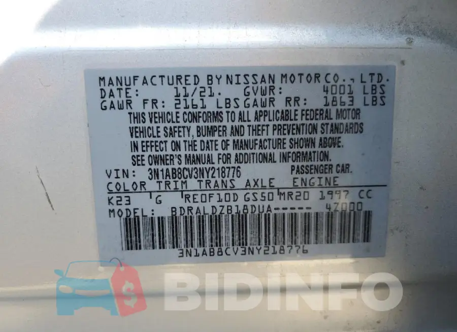 3N1AB8CV3NY218776 Photo# 12