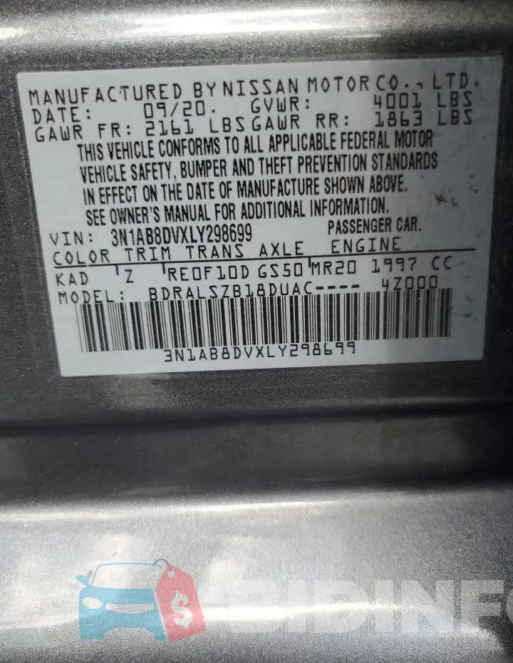3N1AB8DVXLY298699 Photo# 13