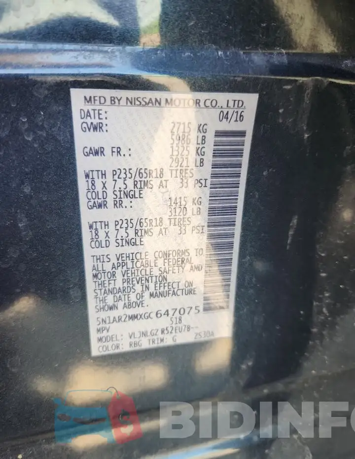 5N1AR2MMXGC647075 Photo# 13