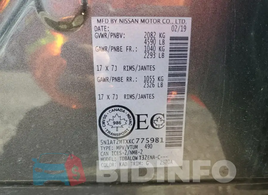 5N1AT2MTXKC775981 Photo# 14
