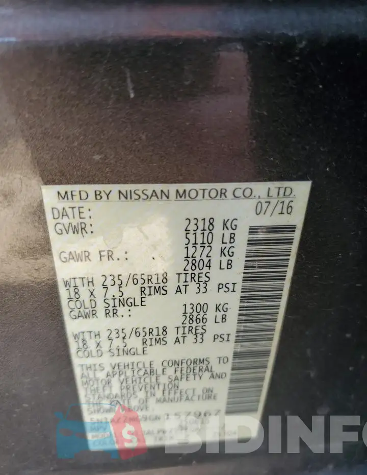 5N1AZ2MG9GN157967 Photo# 13