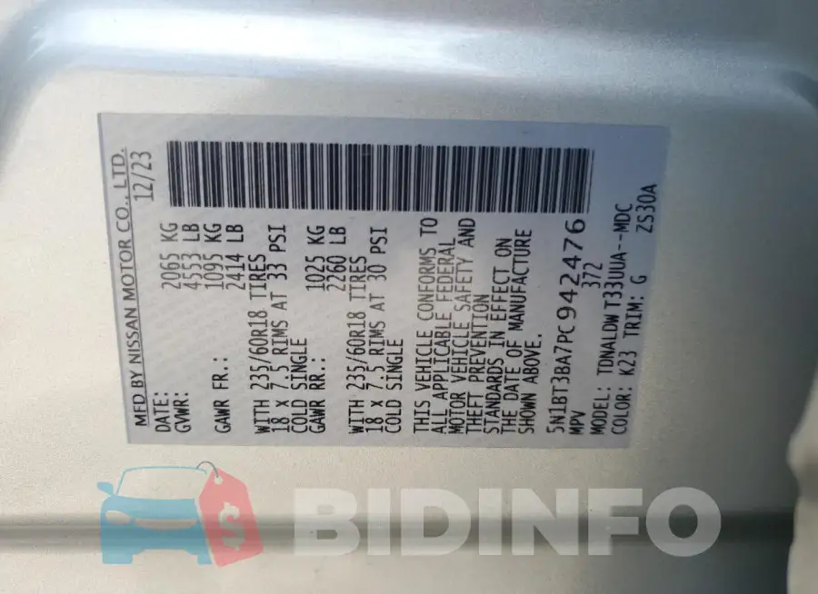 5N1BT3BA7PC942476 Photo# 13