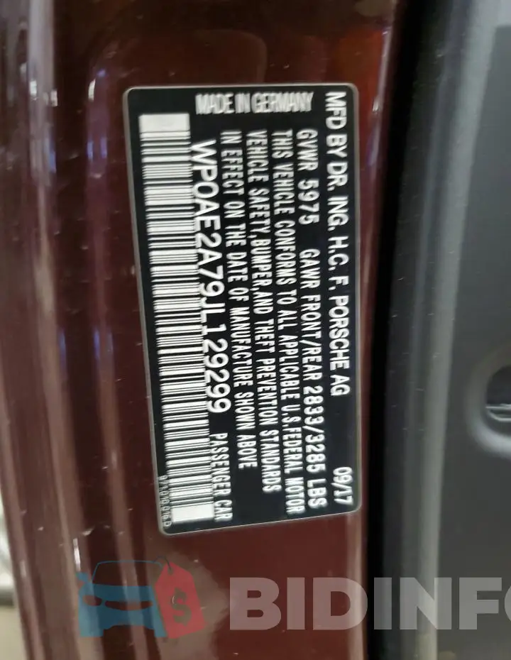 WP0AE2A79JL129299 Photo# 12