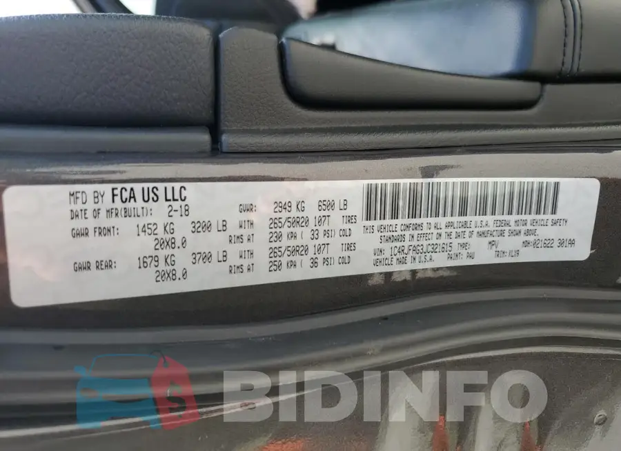 1C4RJFAG3JC321615 Photo# 14