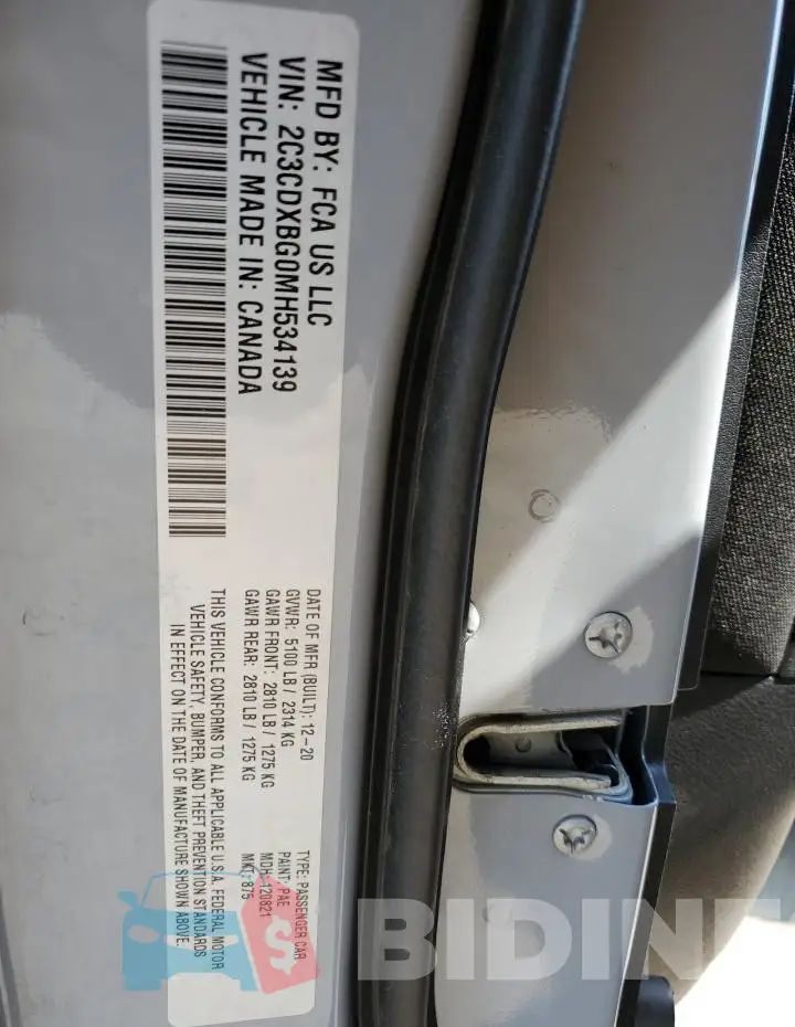 2C3CDXBG0MH534139 Photo# 12