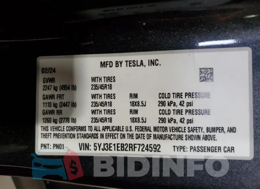 5YJ3E1EB2RF724592 Photo# 12
