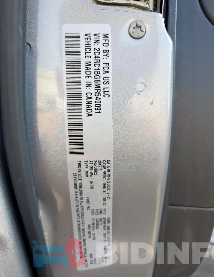 2C4RC1BG6MR540091 Photo# 14