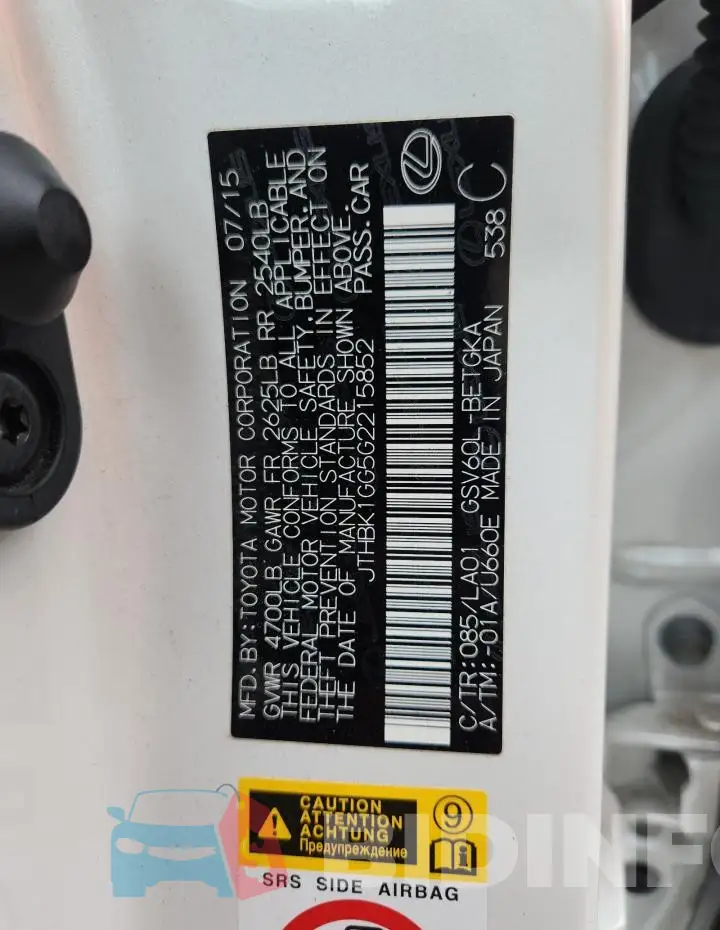 JTHBK1GG5G2215852 Photo# 12