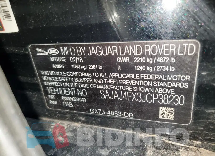 SAJAJ4FX3JCP38230 Photo# 12