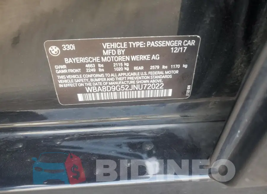 WBA8D9G52JNU72022 Photo# 12