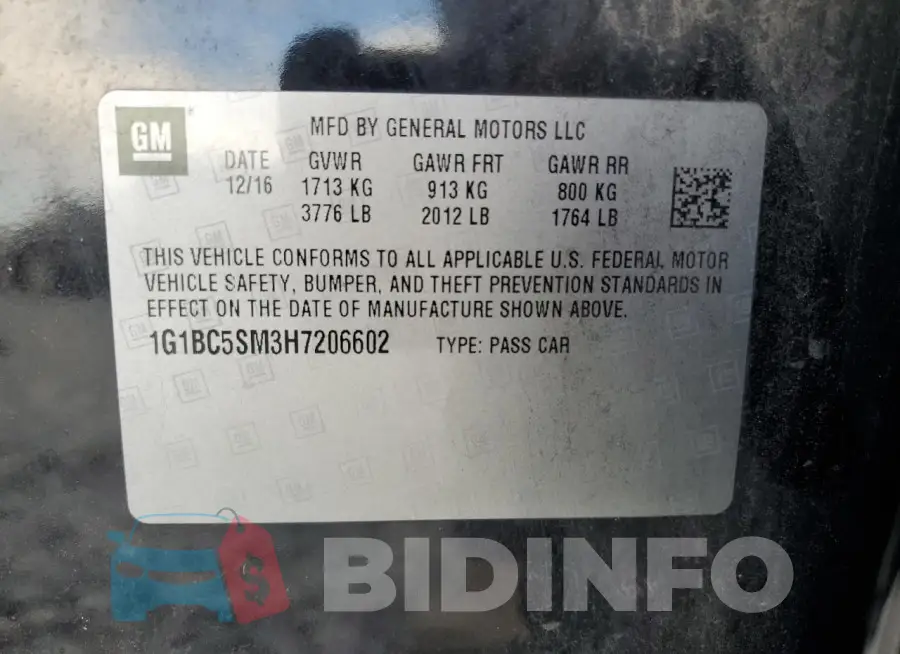 1G1BC5SM3H7206602 Photo# 13