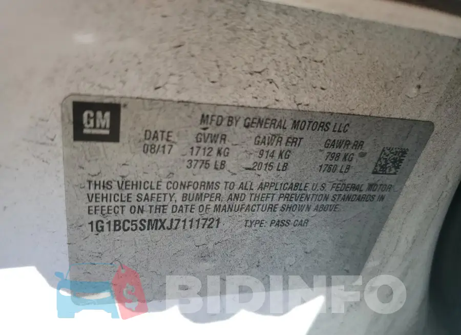 1G1BC5SMXJ7111721 Photo# 12