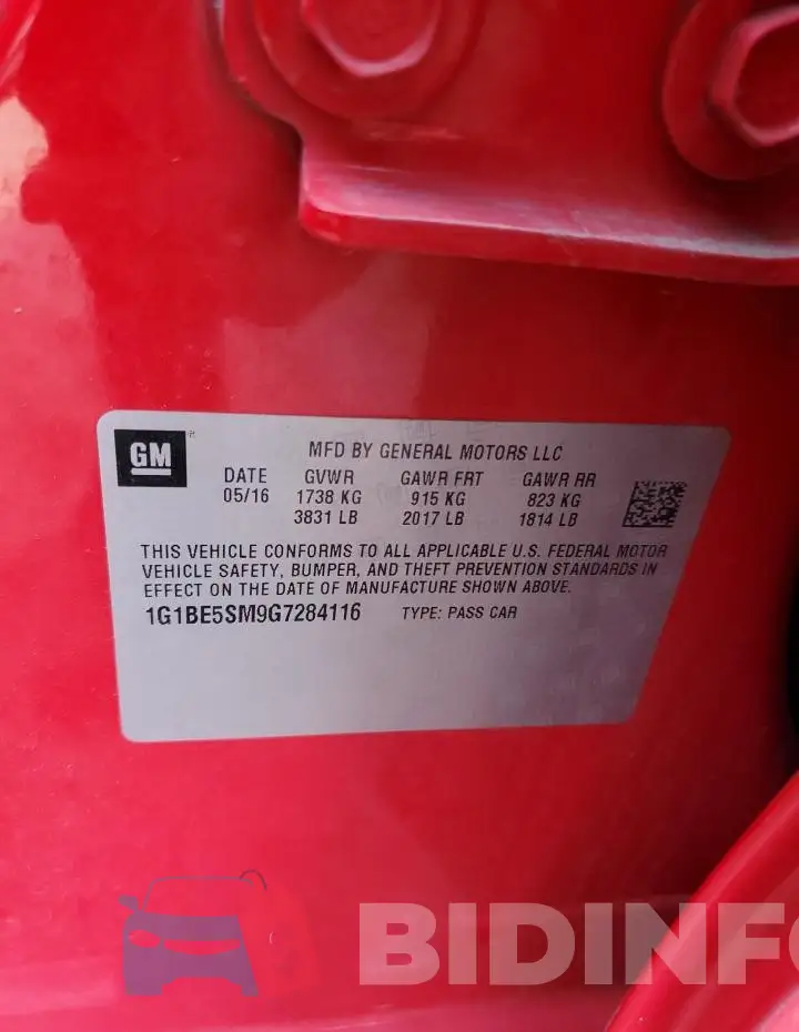 1G1BE5SM9G7284116 Photo# 12