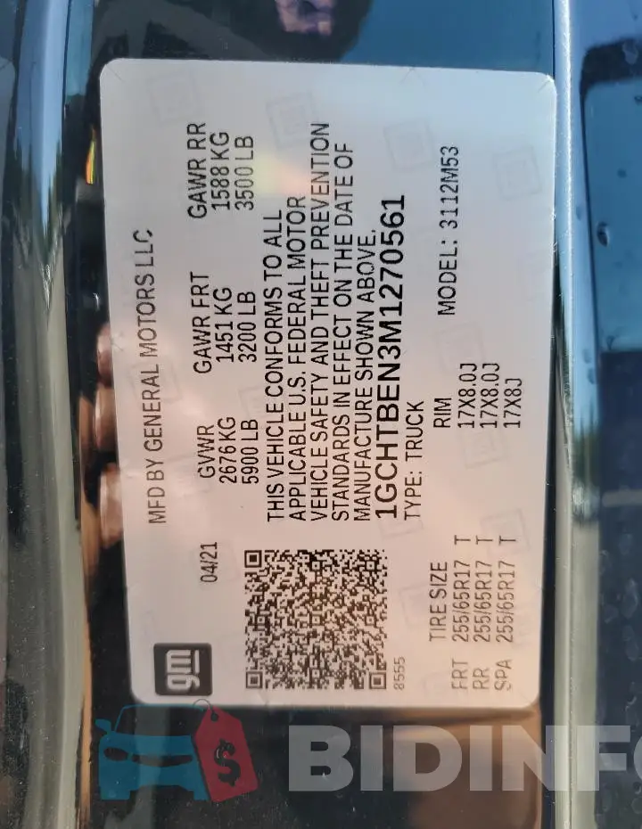 1GCHTBEN3M1270561 Photo# 12