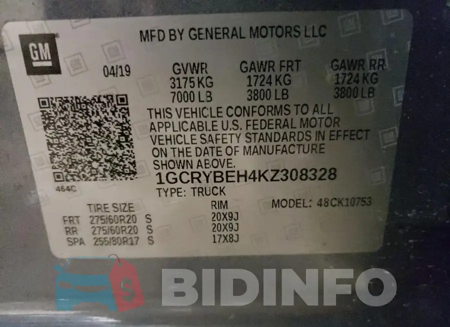 1GCRYBEH4KZ308328 Photo# 12