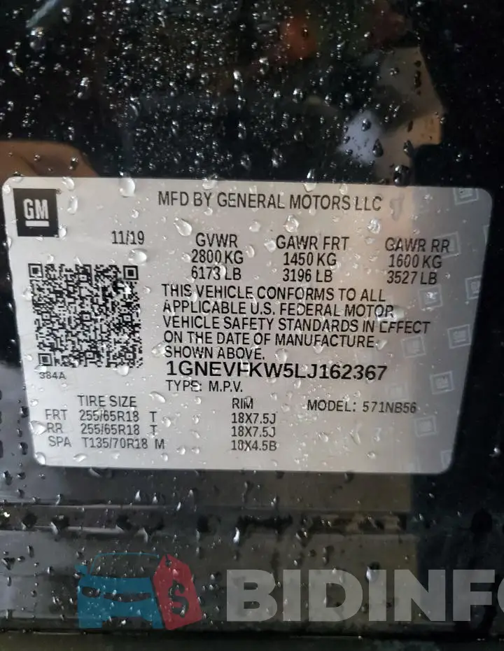1GNEVFKW5LJ162367 Photo# 13