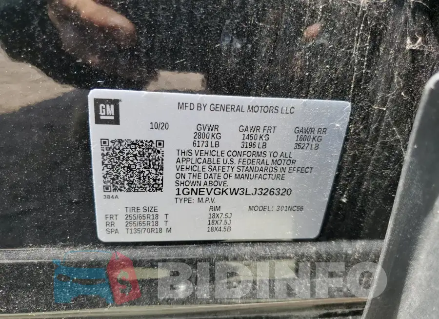 1GNEVGKW3LJ326320 Photo# 14
