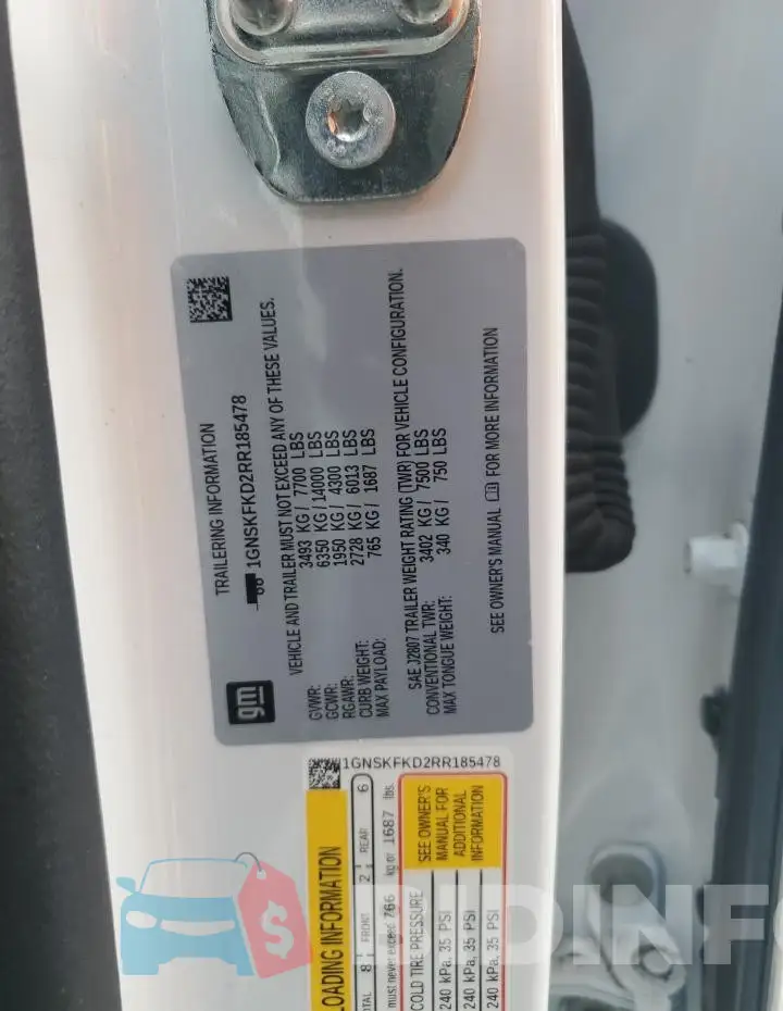 1GNSKFKD2RR185478 Photo# 13