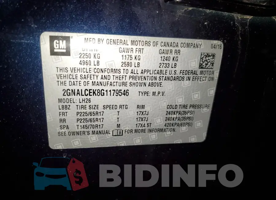 2GNALCEK8G1179546 Photo# 14