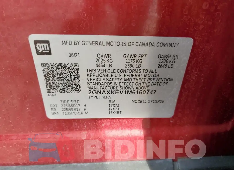 2GNAXKEV1M6160747 Photo# 13