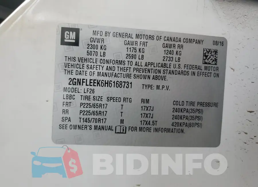 2GNFLEEK6H6168731 Photo# 13