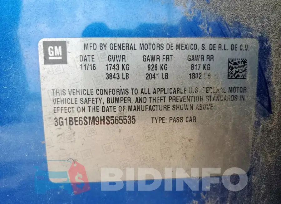 3G1BE6SM9HS565535 Photo# 12