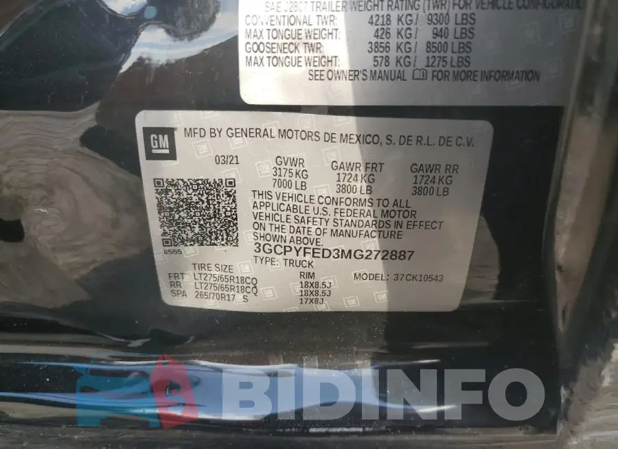 3GCPYFED3MG272887 Photo# 12
