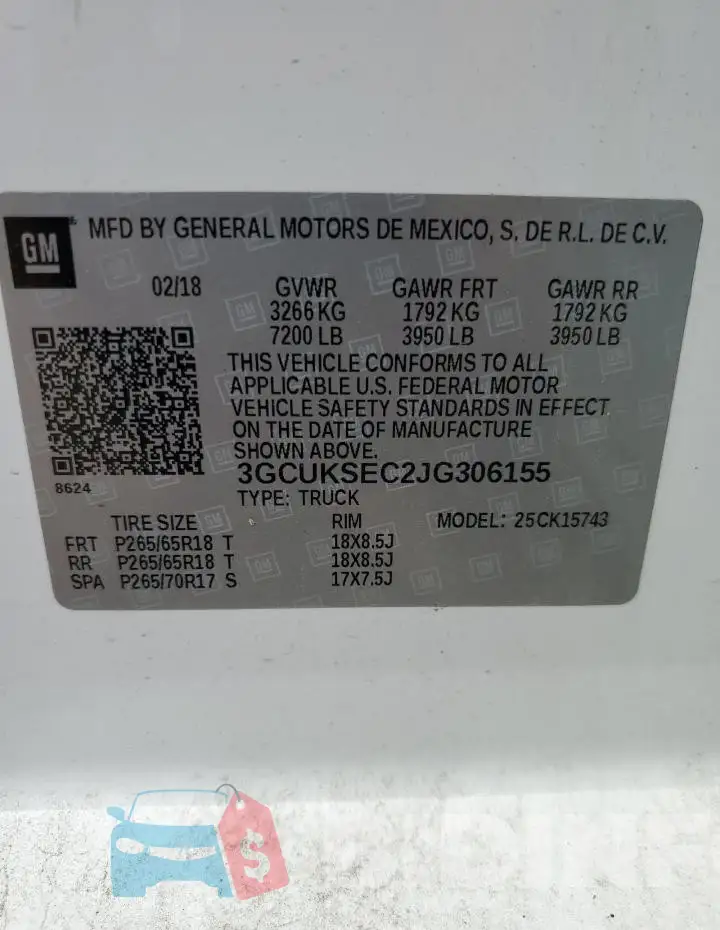 3GCUKSEC2JG306155 Photo# 12