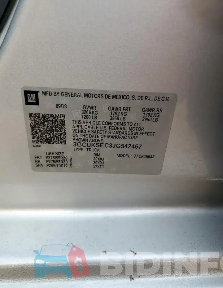 3GCUKSEC3JG542457 Photo# 13