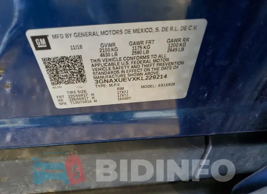 3GNAXUEVXKL229214 Photo# 13