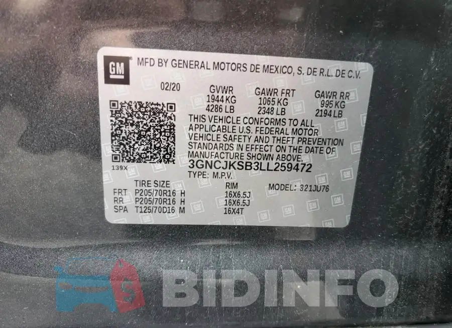 3GNCJKSB3LL259472 Photo# 13