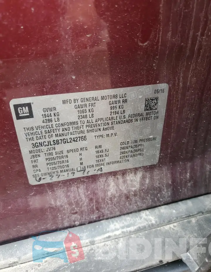 3GNCJLSB7GL242766 Photo# 13