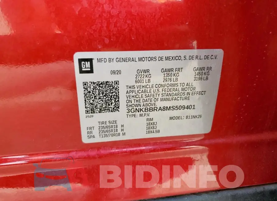 3GNKBBRA8MS509401 Photo# 14
